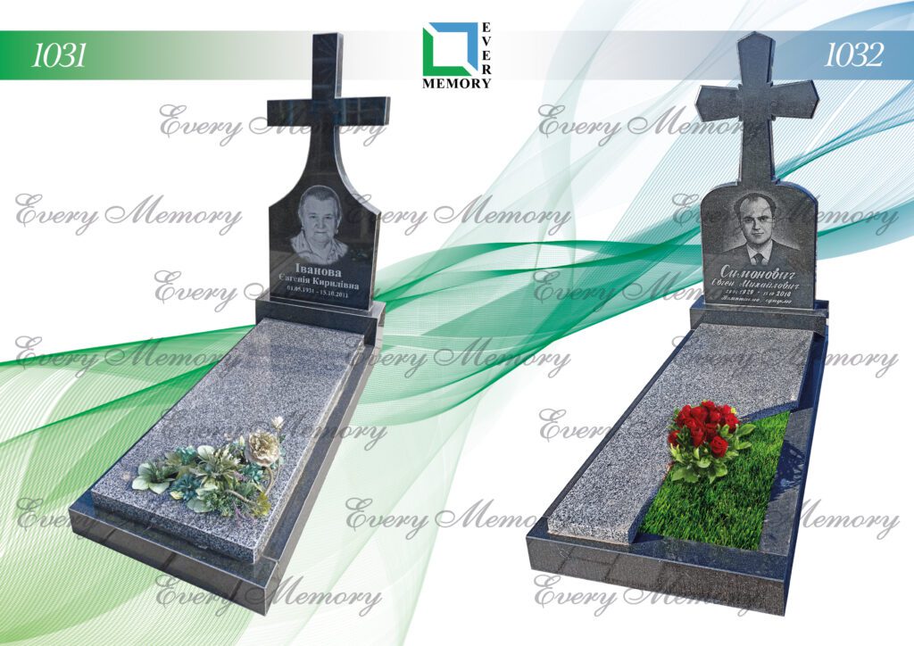 Одинарні гранітні пам’ятники — моделі 1031–1032