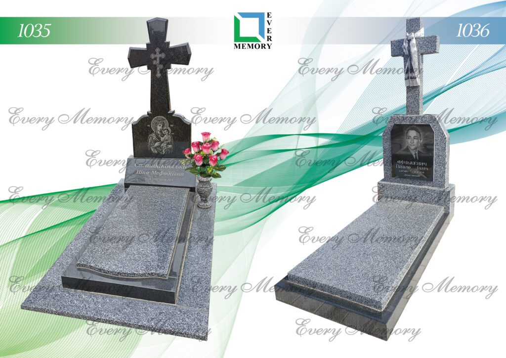 Одинарні гранітні пам’ятники — моделі 1035–1036