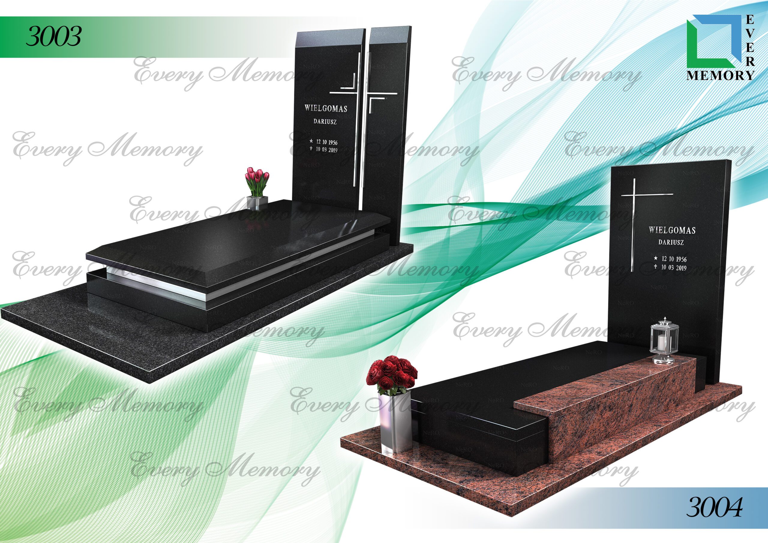 Гранітні пам’ятники європейського зразка — моделі 3003–3004