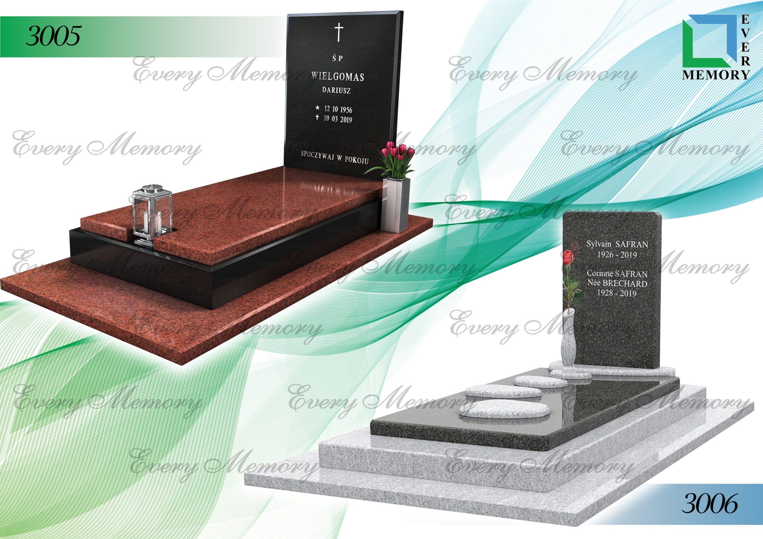 Гранітні пам’ятники європейського зразка — моделі 3005–3006