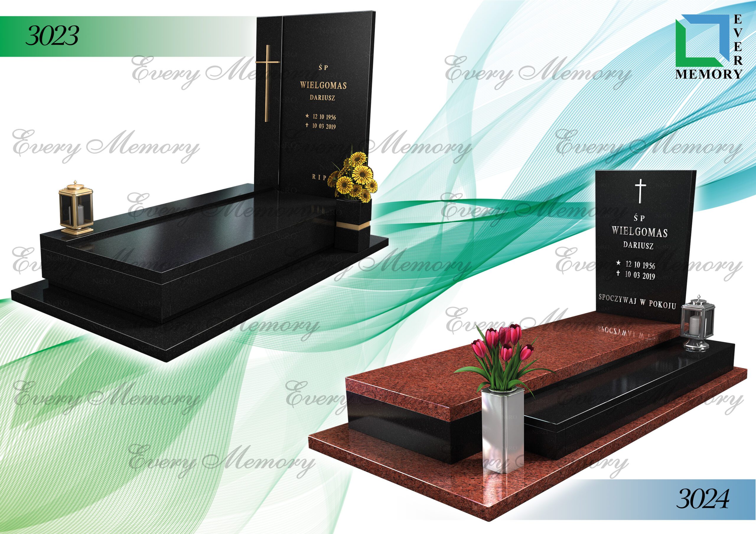 Гранітні пам’ятники європейського зразка — моделі 3023–3024