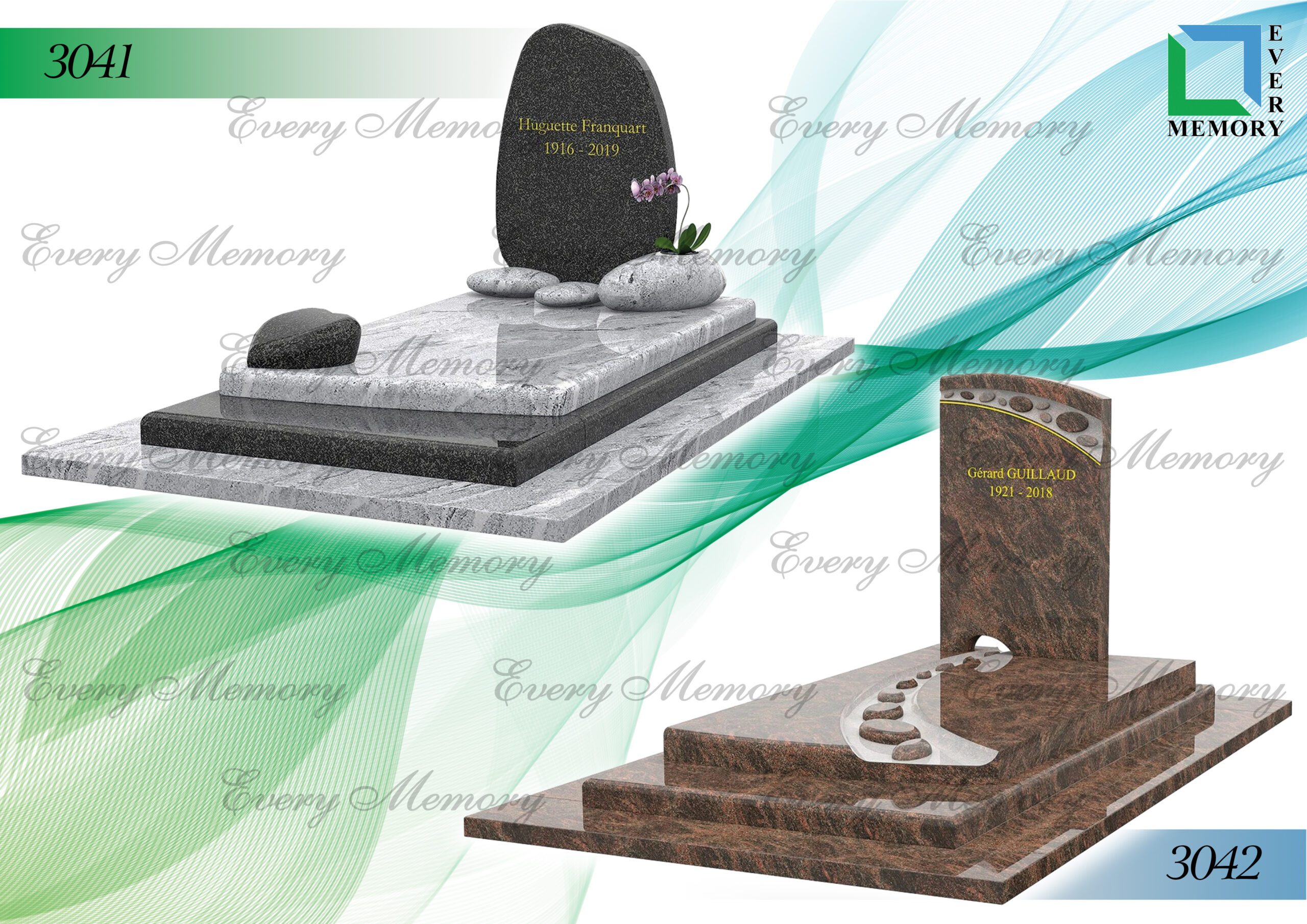 Гранітні пам’ятники європейського зразка — моделі 3041–3042
