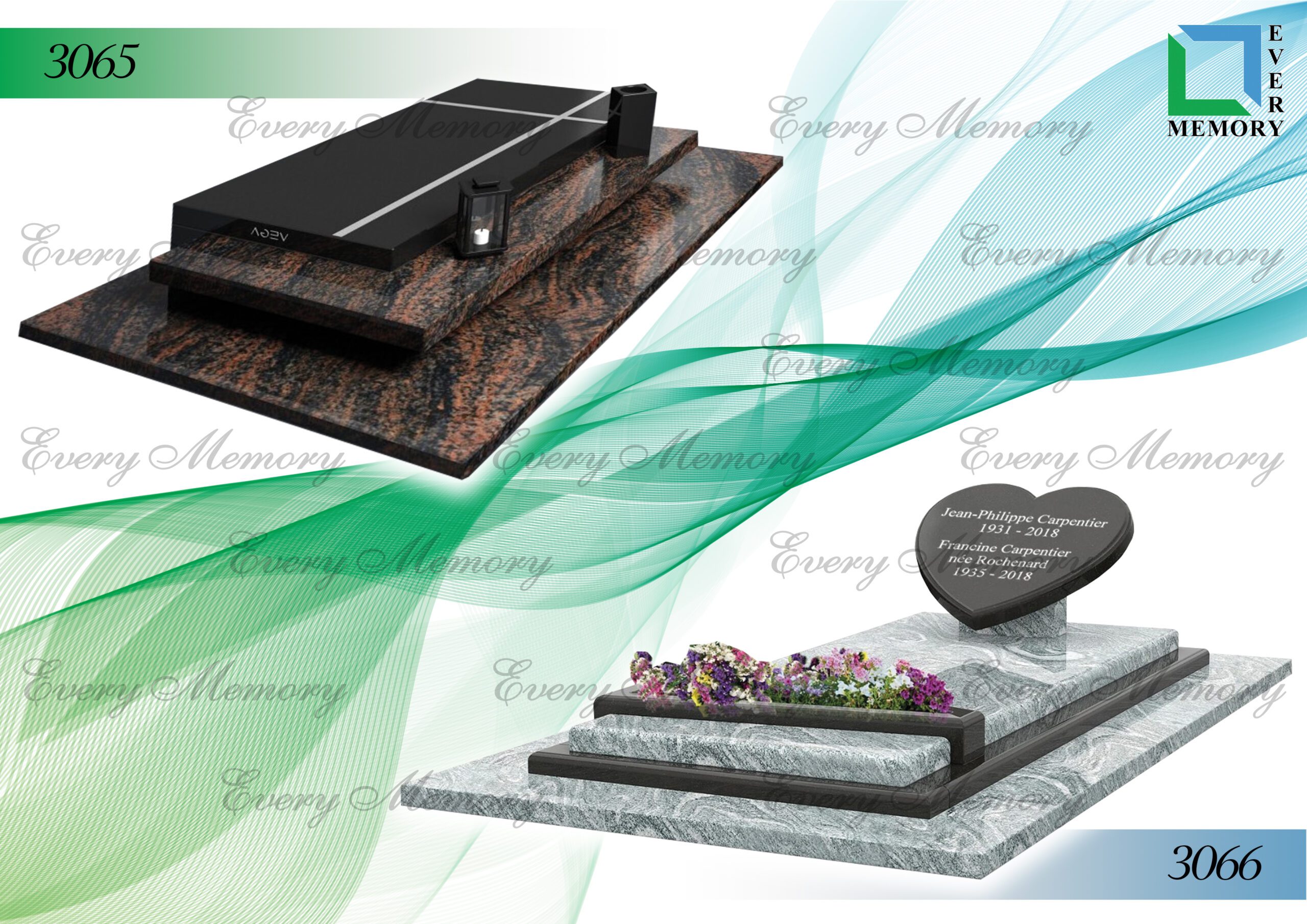 Гранітні пам’ятники європейського зразка — моделі 3065–3066