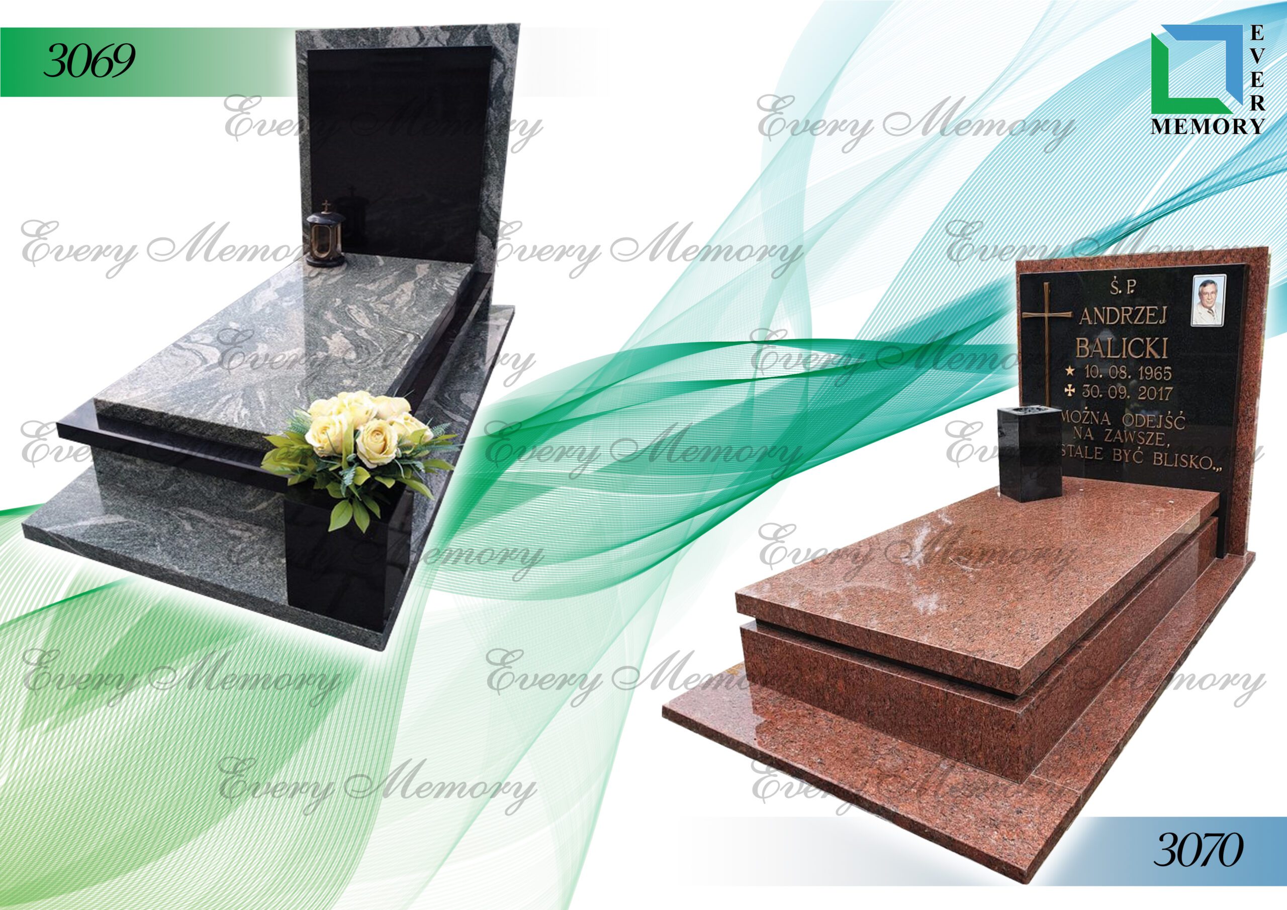 Гранітні пам’ятники європейського зразка — моделі 3069–3070
