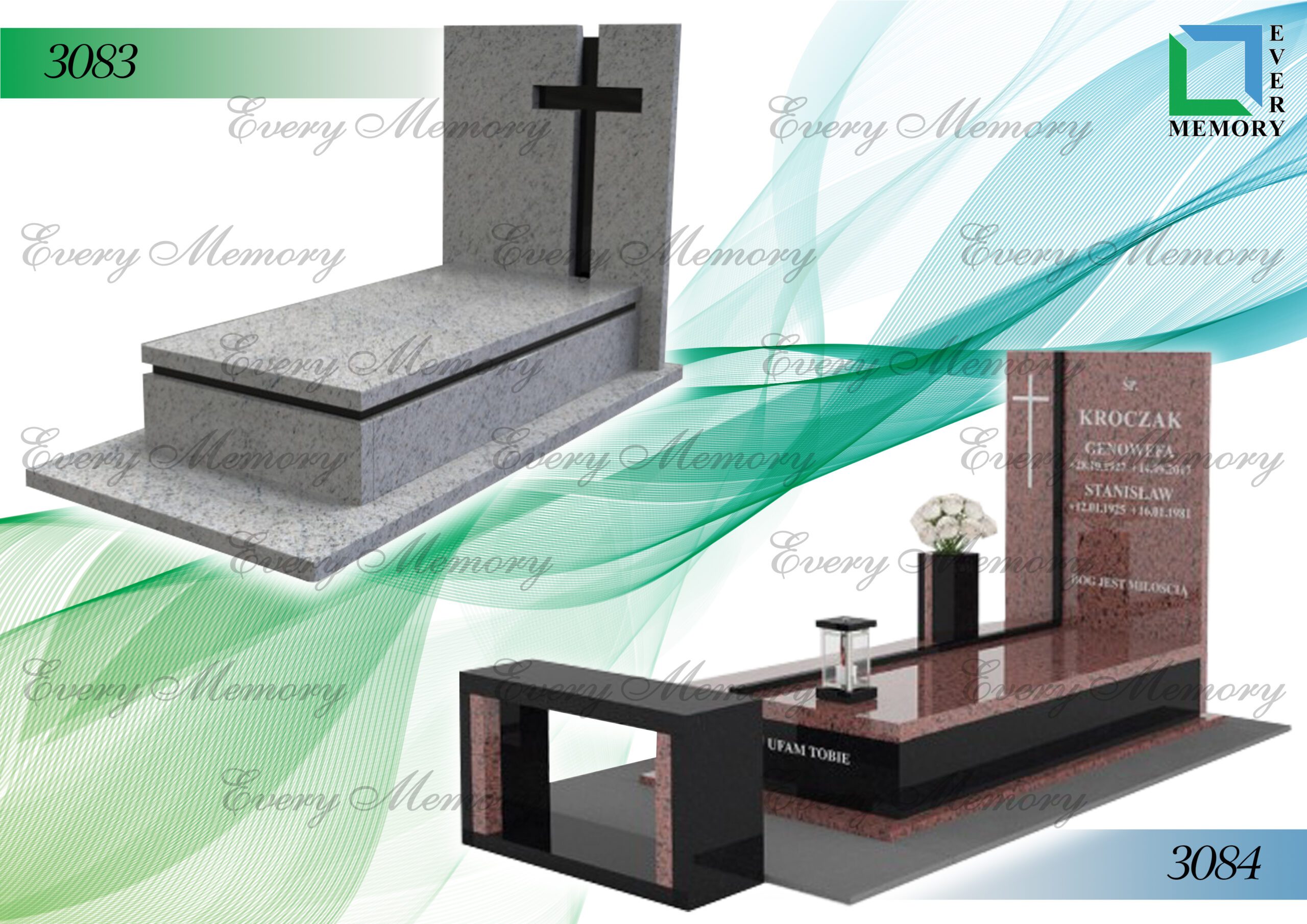 Гранітні пам’ятники європейського зразка — моделі 3083–3084