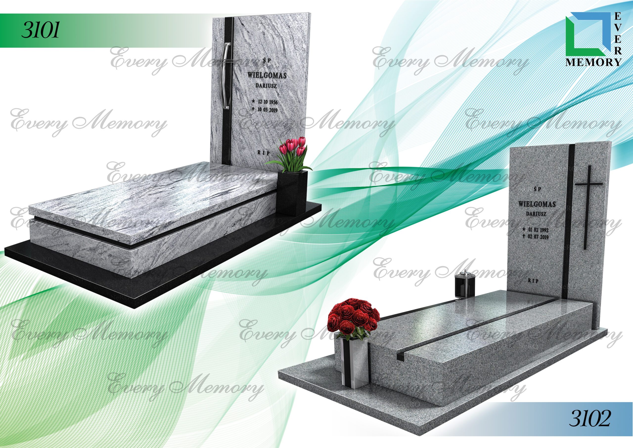Гранітні пам’ятники європейського зразка — моделі 3101–3102