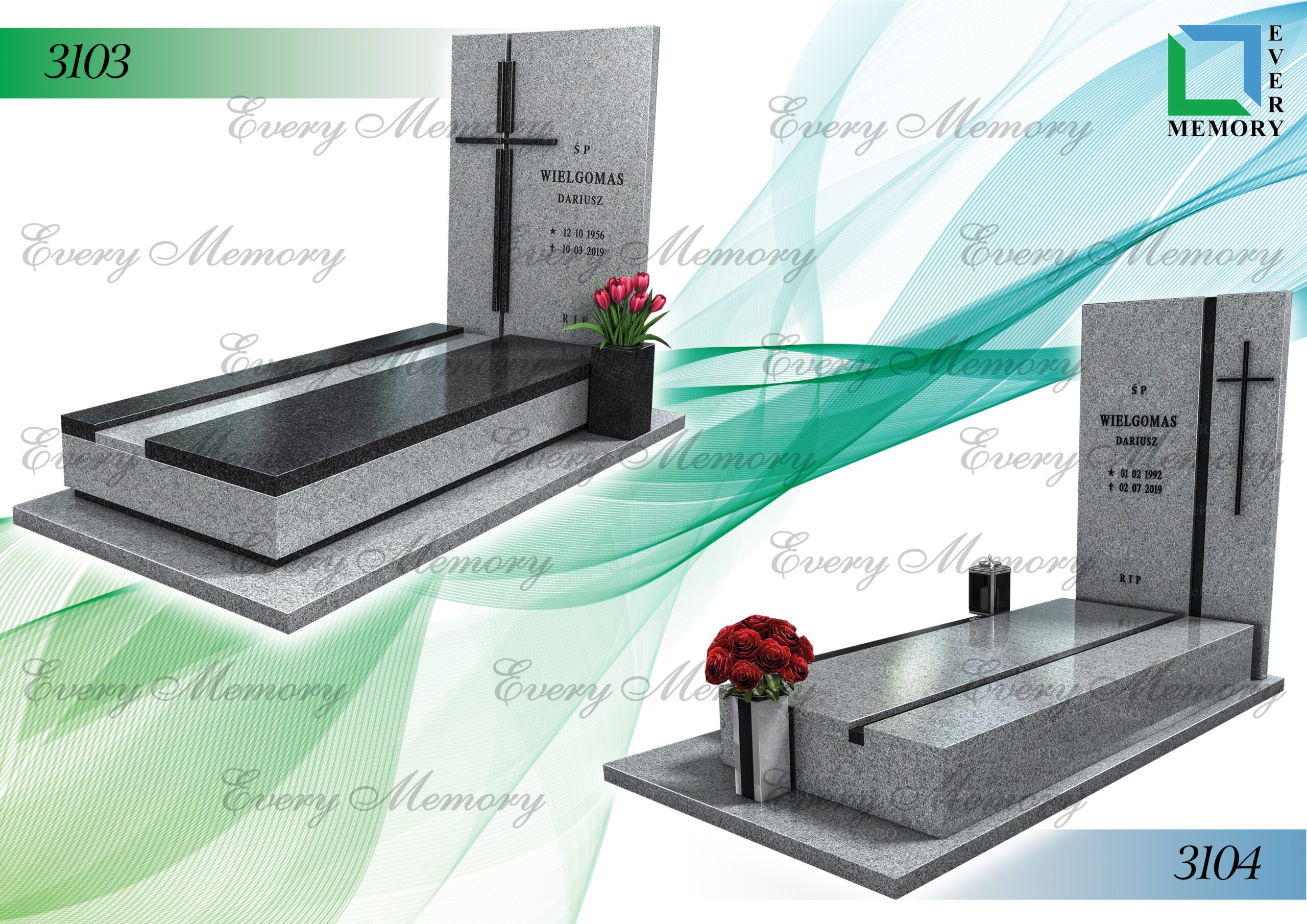 Гранітні пам’ятники європейського зразка — моделі 3103–3104