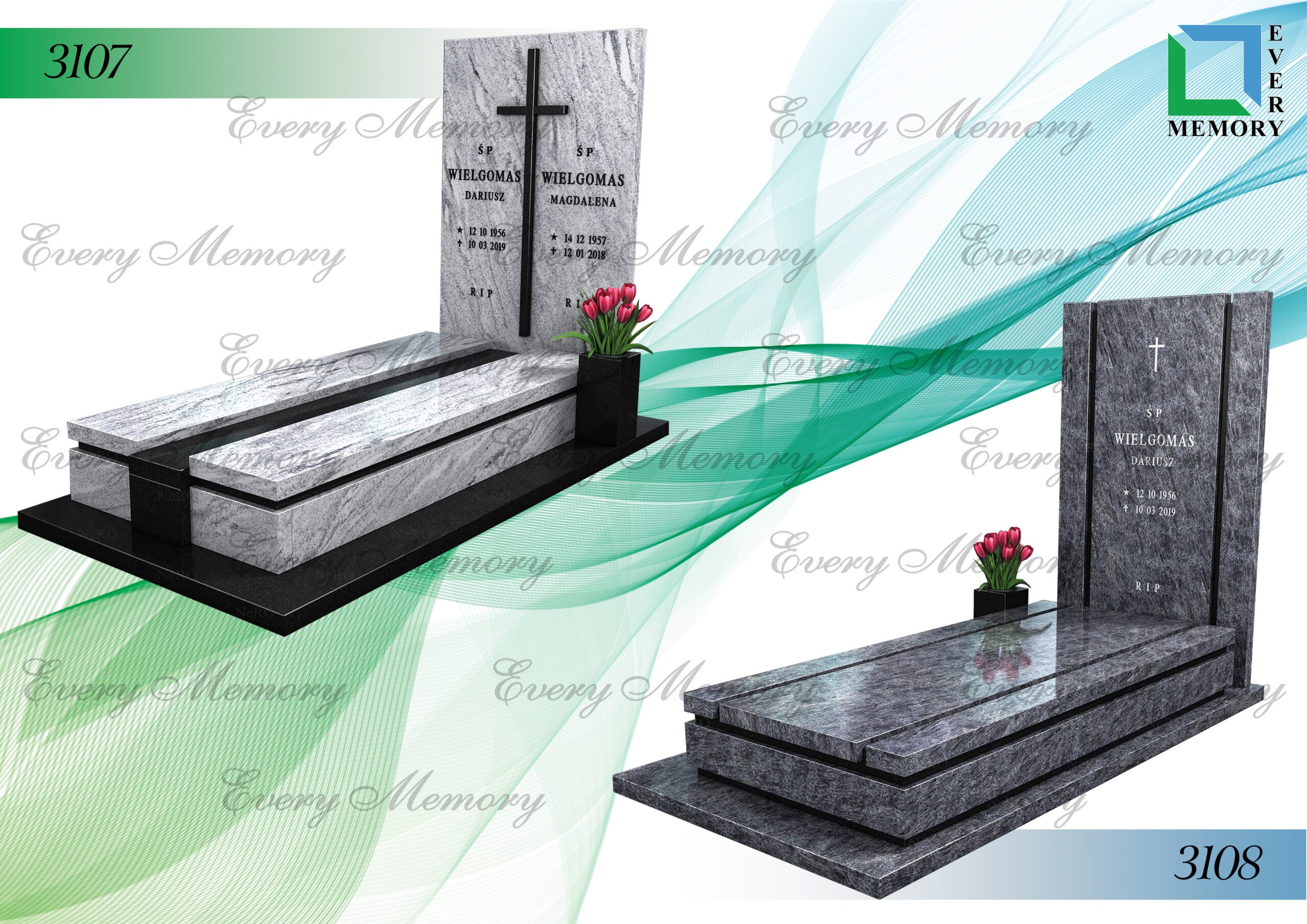 Гранітні пам’ятники європейського зразка — моделі 3105–3106