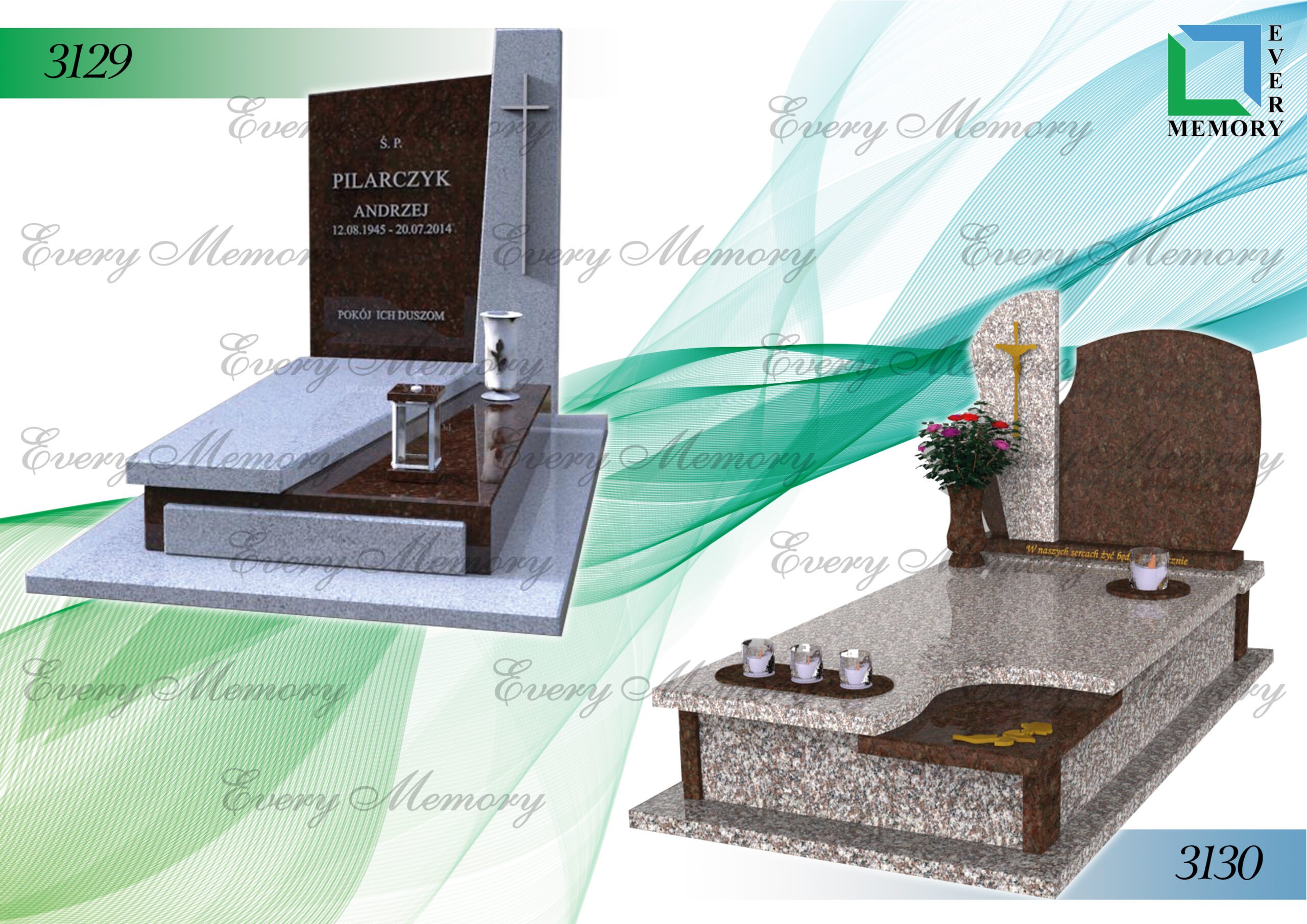 Гранітні пам’ятники європейського зразка — моделі 3129–3130