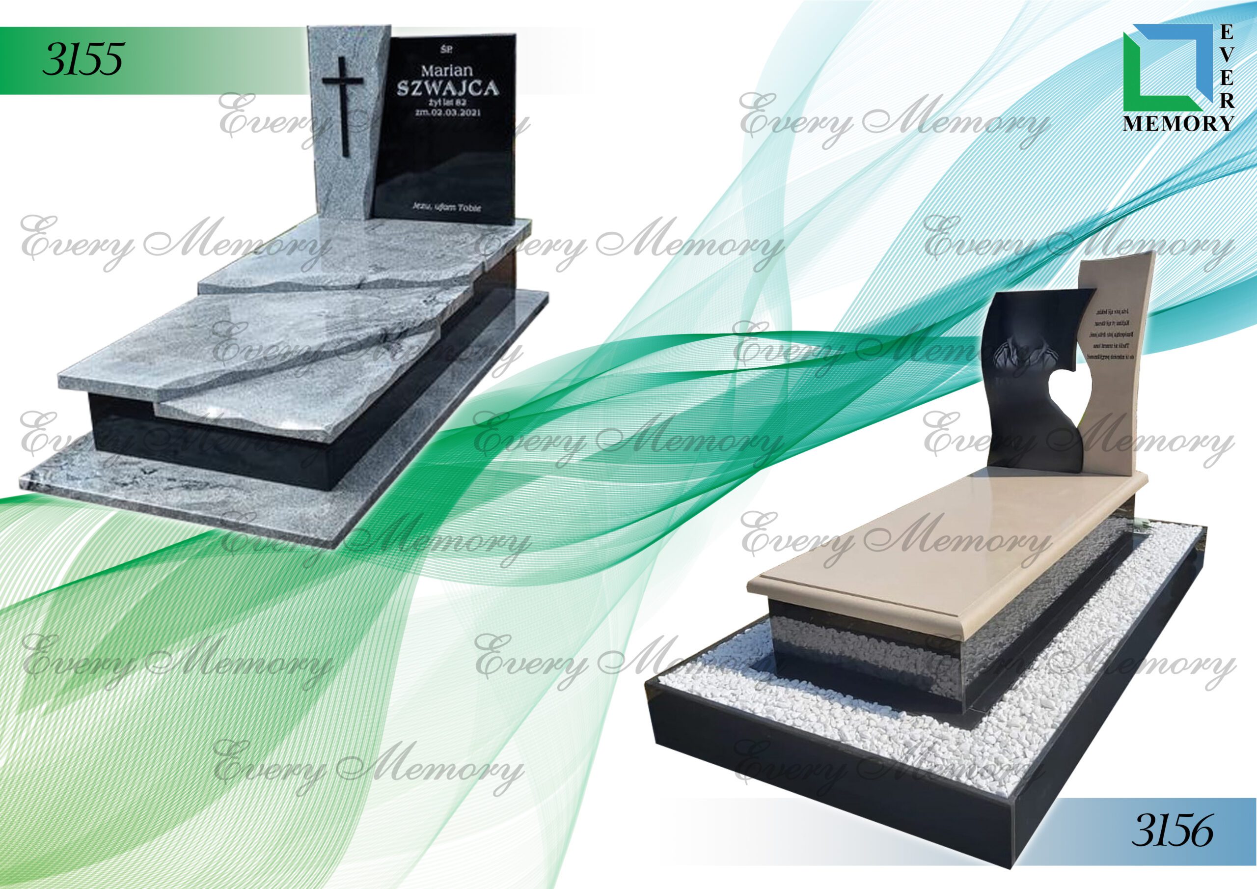 Гранітні пам’ятники європейського зразка — моделі 3155–3156