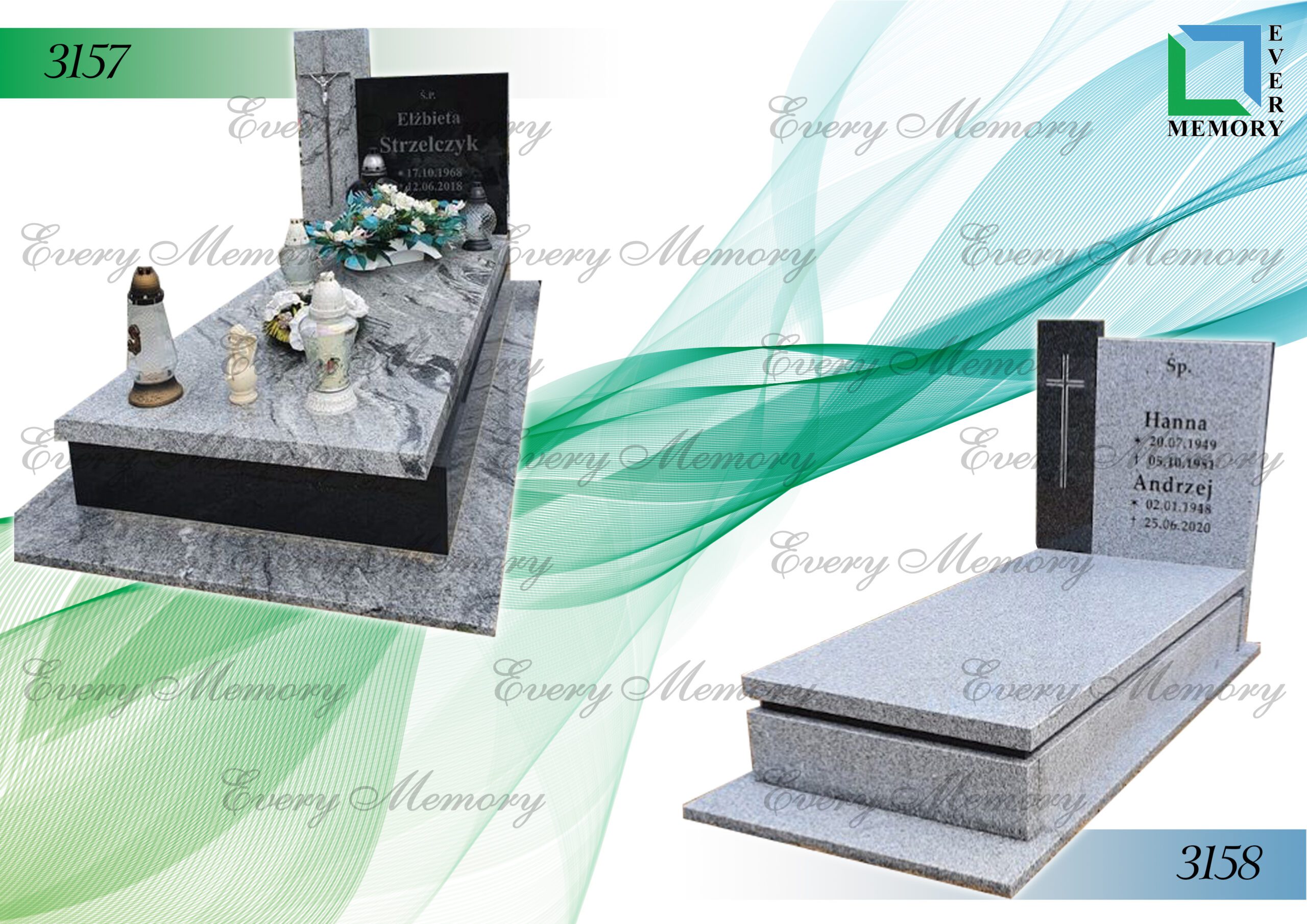 Гранітні пам’ятники європейського зразка — моделі 3157–3158