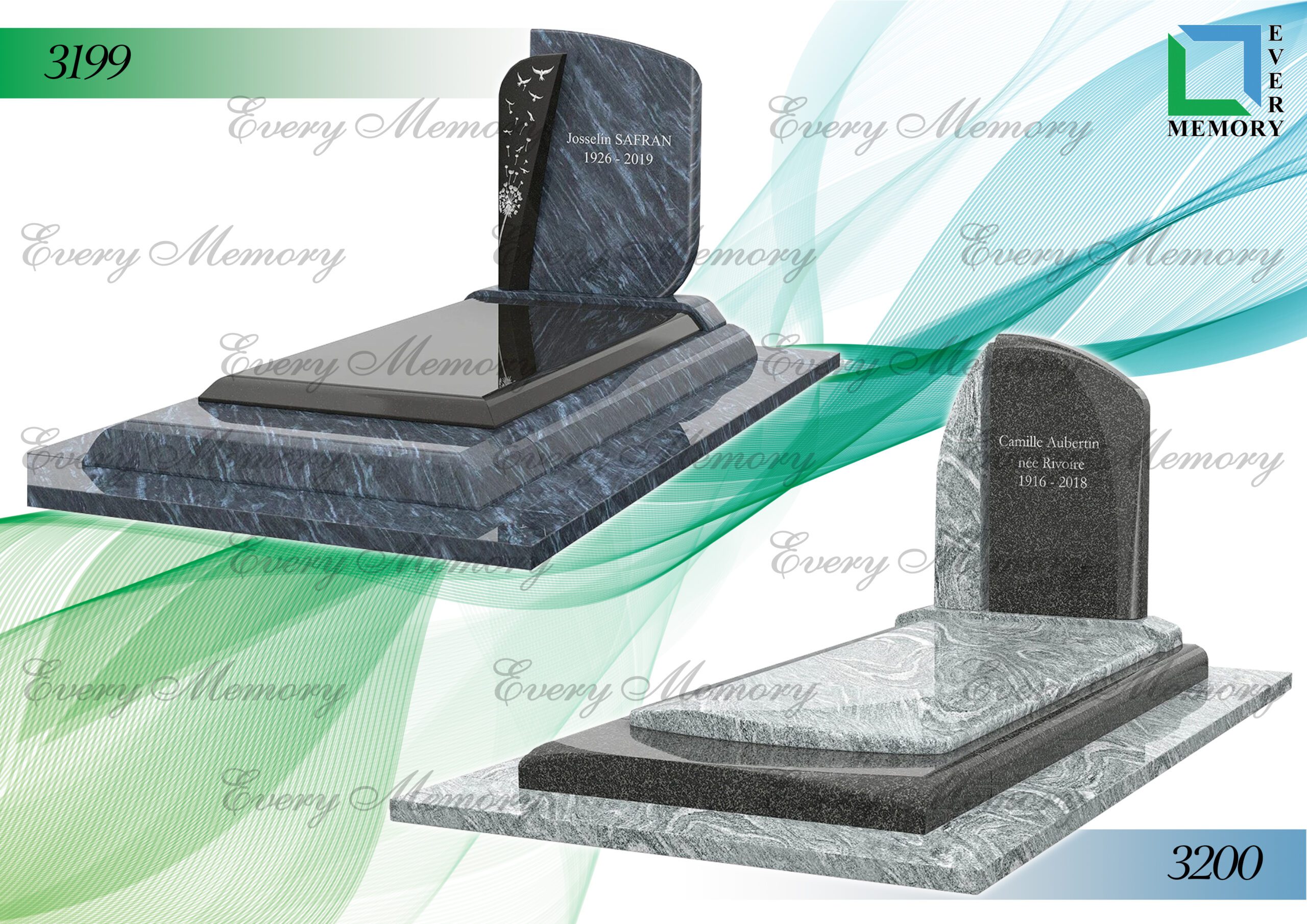 Гранітні пам’ятники європейського зразка — моделі 3199–3200