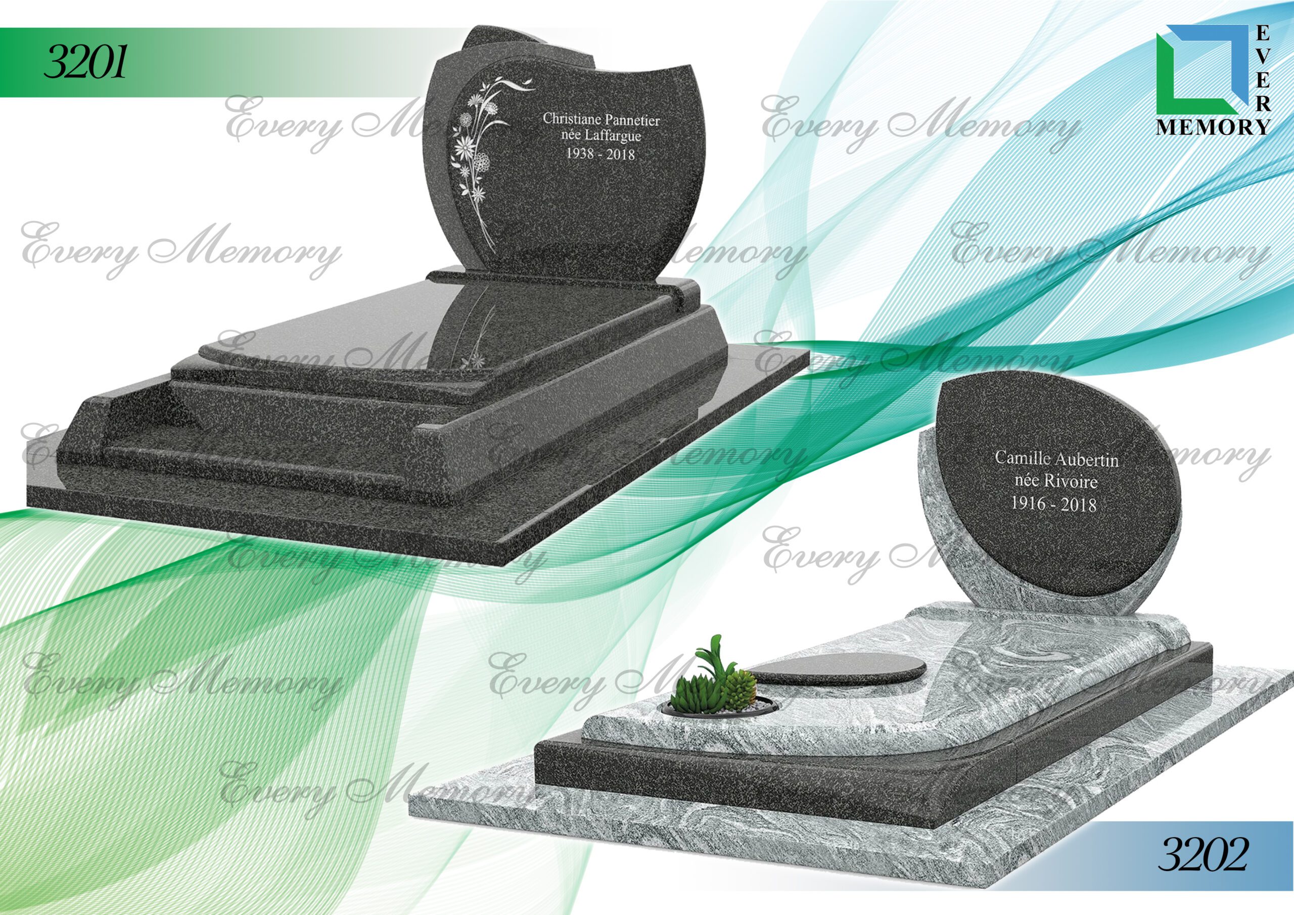 Гранітні пам’ятники європейського зразка — моделі 3201–3202