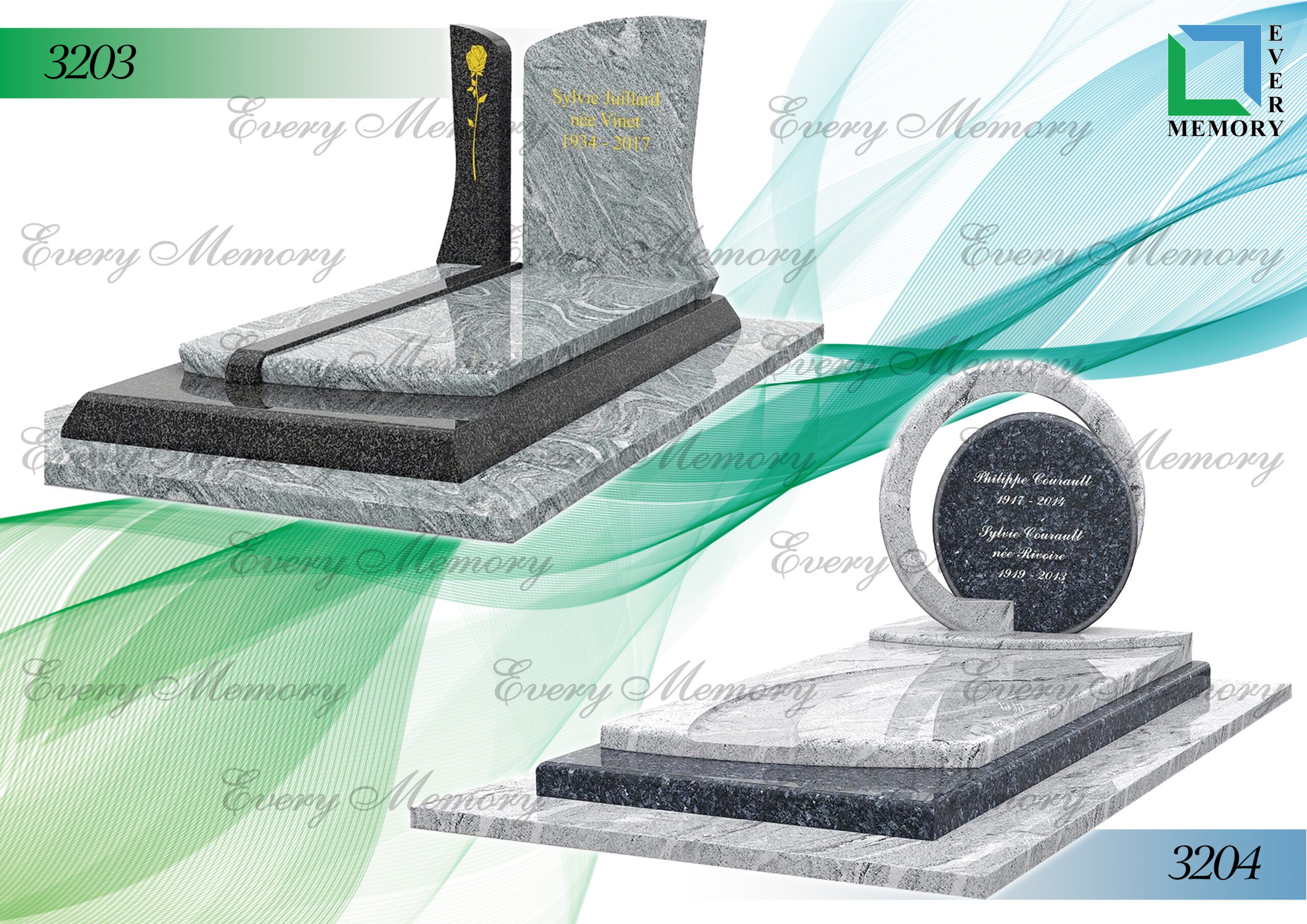 Гранітні пам’ятники європейського зразка — моделі 3203–3204