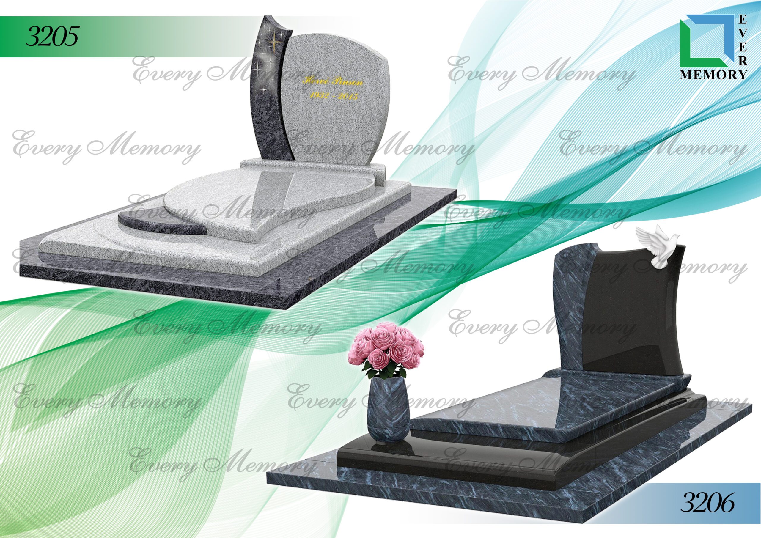 Гранітні пам’ятники європейського зразка — моделі 3205–3206