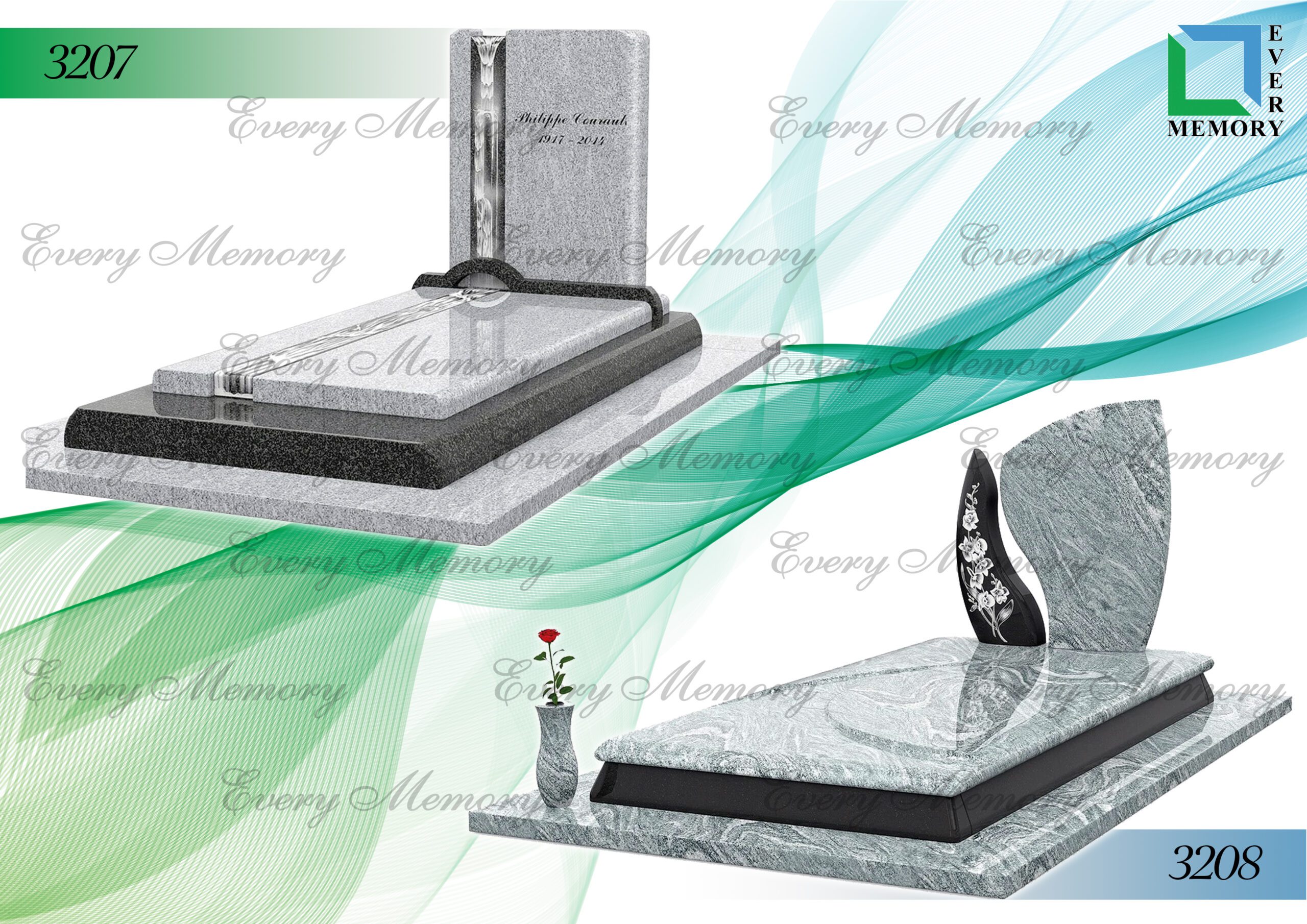 Гранітні пам’ятники європейського зразка — моделі 3207–3208