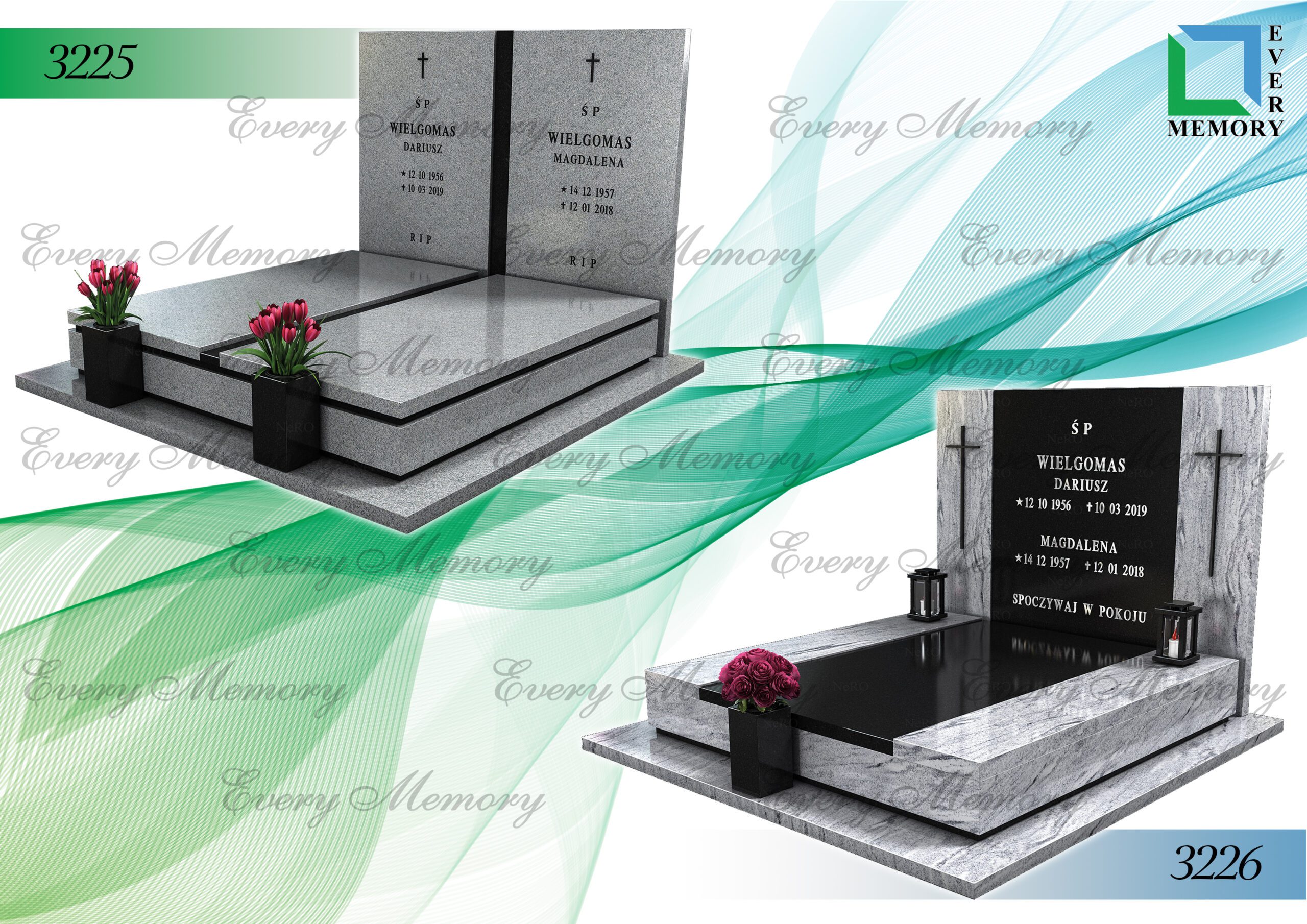 Гранітні пам’ятники європейського зразка — моделі 3225–3226